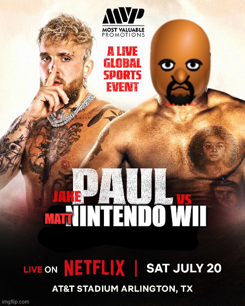 Jake Paul is cooked | NINTENDO WII; MATT | image tagged in wii sports | made w/ Imgflip meme maker