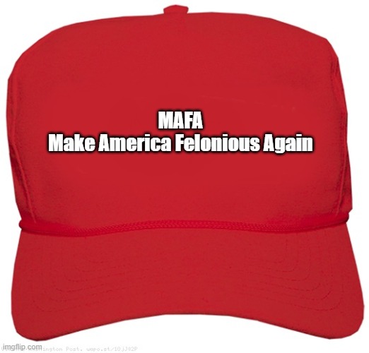 blank red MAGA hat | MAFA

Make America Felonious Again | image tagged in blank red maga hat | made w/ Imgflip meme maker