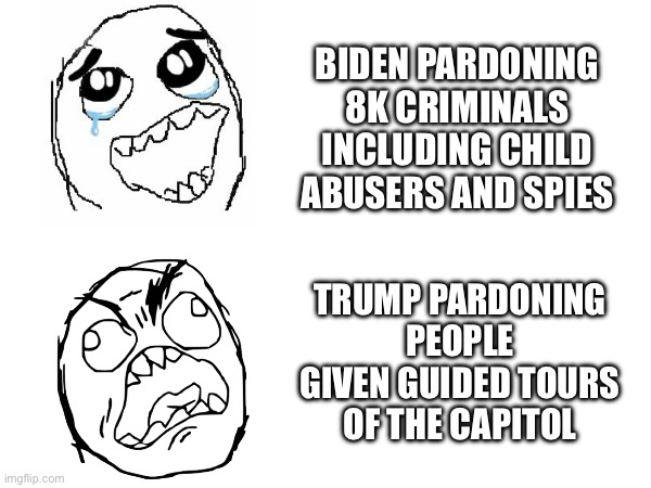 The audacity | BIDEN PARDONING 8K CRIMINALS INCLUDING CHILD ABUSERS AND SPIES; TRUMP PARDONING PEOPLE GIVEN GUIDED TOURS OF THE CAPITOL | made w/ Imgflip meme maker