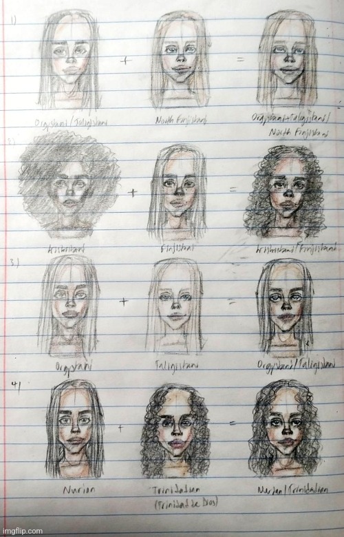 Phenotypical Analysis | image tagged in drawings,girls,nations,ethnicities,sketch | made w/ Imgflip meme maker