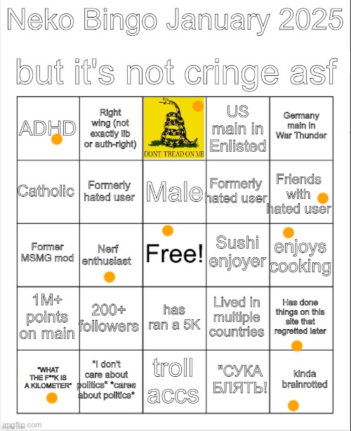 Hopping on this ig | image tagged in neko jan 2025 bingo but it's not cringe asf | made w/ Imgflip meme maker