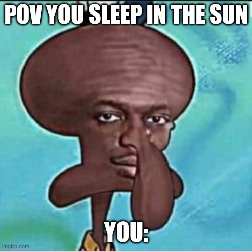 shaq niggward | POV YOU SLEEP IN THE SUN; YOU: | image tagged in shaq niggward | made w/ Imgflip meme maker