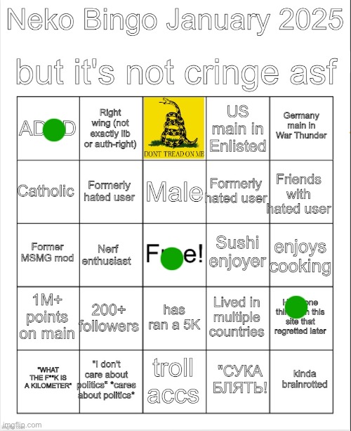 (mod: Imagine not liking sussy) | image tagged in neko jan 2025 bingo but it's not cringe asf | made w/ Imgflip meme maker