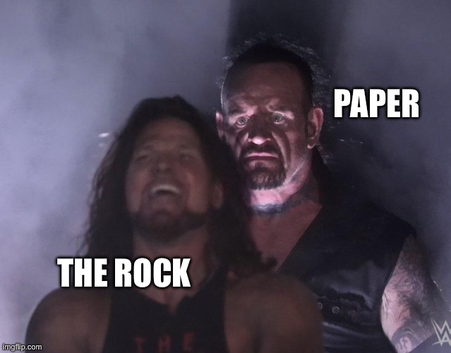 undertaker | PAPER; THE ROCK | image tagged in undertaker,dwayne johnson,paper,memes,2025 | made w/ Imgflip meme maker