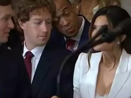 High Quality mark zuckerberg looking at lauren sanchez Blank Meme Template