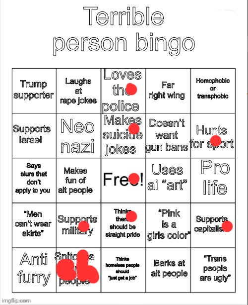 If there's gonna be gay pride there's gotta be straight pride, you either stop rubbing it in others faces or we both can | image tagged in terrible person bingo | made w/ Imgflip meme maker