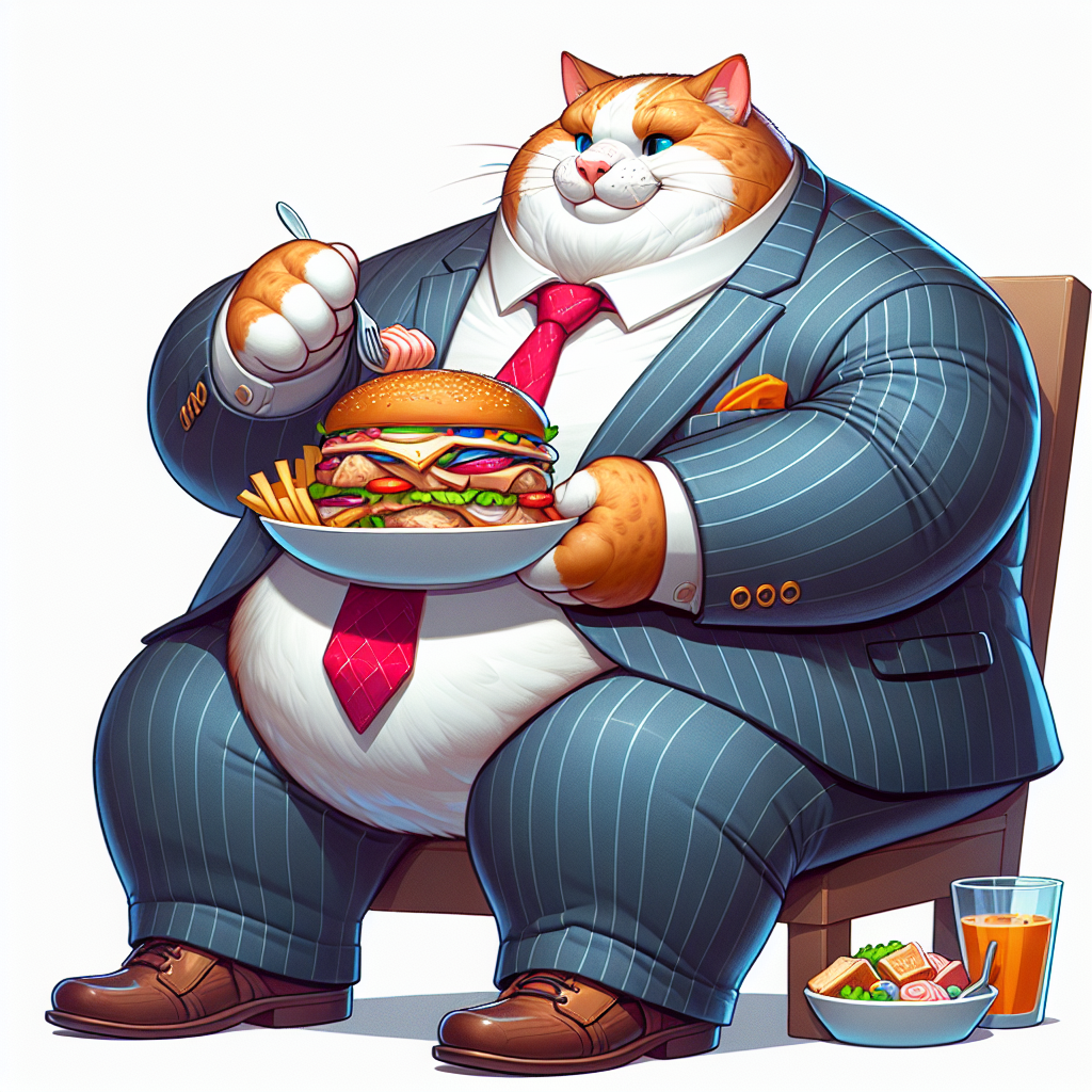 Fat Cat in suit eating lunch Blank Meme Template