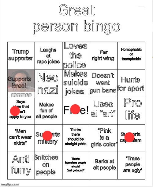 great person bingo | image tagged in great person bingo | made w/ Imgflip meme maker