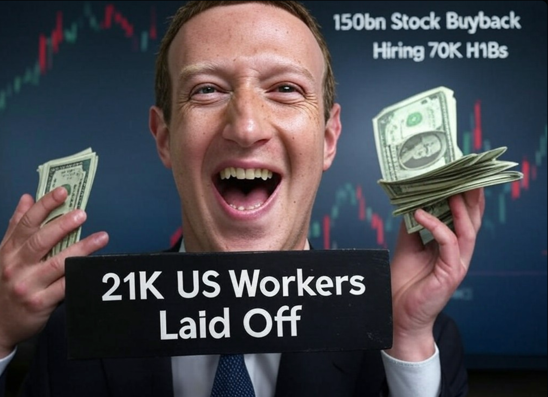 Zuckenberg Laughing Laid off Workers Blank Meme Template