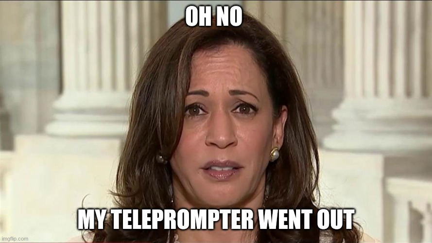 Kamala Harris | OH NO; MY TELEPROMPTER WENT OUT | image tagged in kamala harris | made w/ Imgflip meme maker