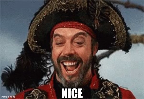 TIM CURRY PIRATE | NICE | image tagged in tim curry pirate | made w/ Imgflip meme maker