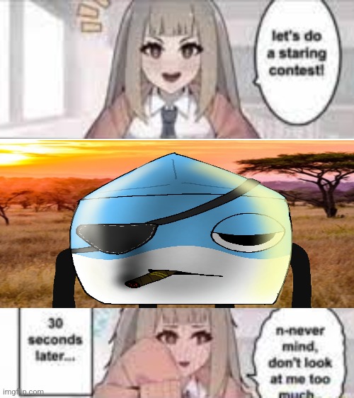 Staring contest 30 seconds | image tagged in staring contest 30 seconds | made w/ Imgflip meme maker