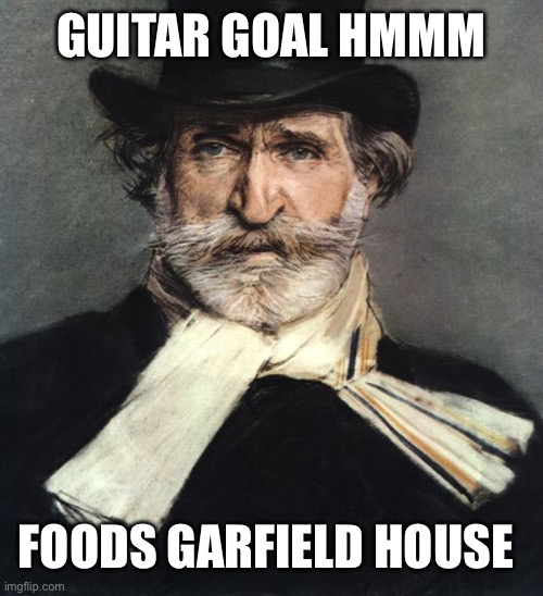 Giuseppe Verdi | GUITAR GOAL HMMM; FOODS GARFIELD HOUSE | image tagged in giuseppe verdi | made w/ Imgflip meme maker