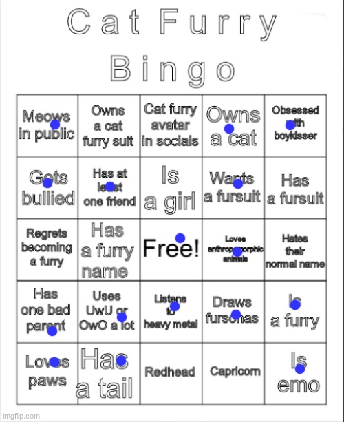 I win =3 | image tagged in cat furry bingo | made w/ Imgflip meme maker