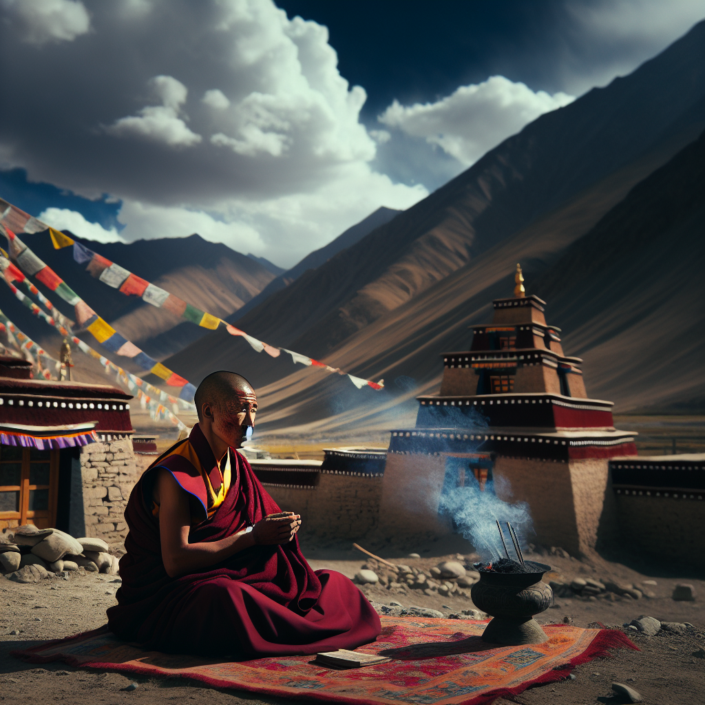 tibetan monk praying Blank Meme Template