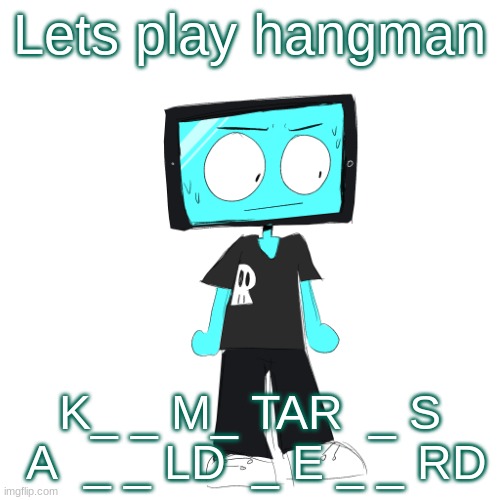 if ykyk | Lets play hangman; K_ _ M_ TAR  _ S  A  _ _ LD  _ E _ _ RD | image tagged in icyxd concerned | made w/ Imgflip meme maker