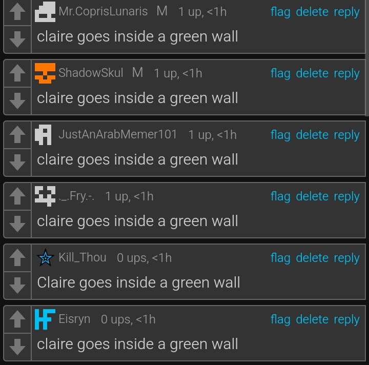 Claire goes inside a green wall Blank Meme Template