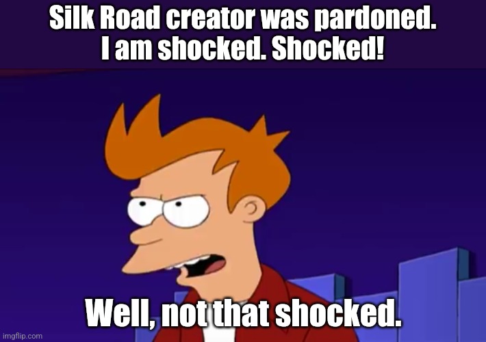 Ross Ulbricht | Silk Road creator was pardoned.
I am shocked. Shocked! Well, not that shocked. | image tagged in i am shocked shocked well not that shocked,i beg your pardon,pardon,silk road,bitcoin,strategic bitcoin reserve | made w/ Imgflip meme maker