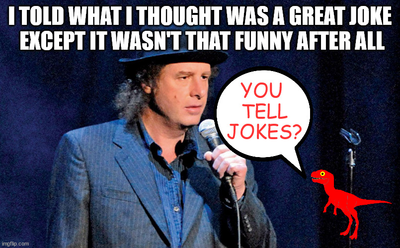 Steven Wright | I TOLD WHAT I THOUGHT WAS A GREAT JOKE
 EXCEPT IT WASN'T THAT FUNNY AFTER ALL YOU
 TELL
 JOKES? | image tagged in steven wright | made w/ Imgflip meme maker