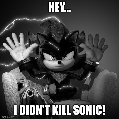 Shadow Absolute Cinema | HEY... I DIDN'T KILL SONIC! | image tagged in shadow absolute cinema | made w/ Imgflip meme maker