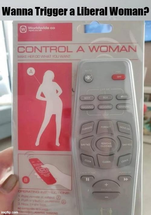 Modern problems require modern solutions | image tagged in triggering liberal women,control a woman,modern problems,remote control,sjws,modern problems require modern solutions | made w/ Imgflip meme maker