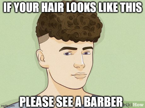 And i might spare your life. | IF YOUR HAIR LOOKS LIKE THIS; PLEASE SEE A BARBER | image tagged in j,might | made w/ Imgflip meme maker