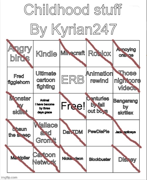 No bingo | image tagged in kyrian247 childhood bingo | made w/ Imgflip meme maker