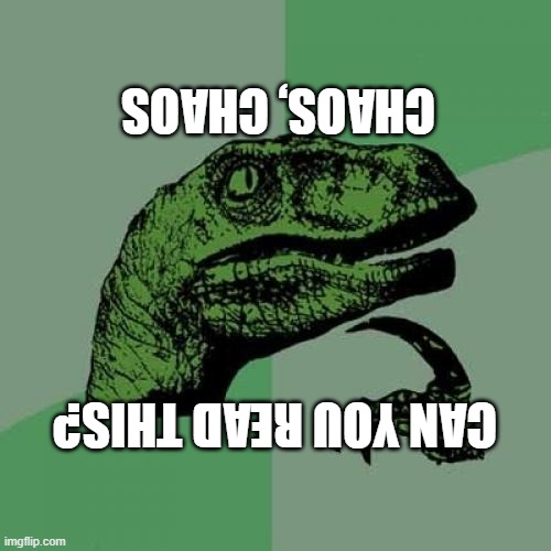 Philosoraptor | CHAOS, CHAOS; CAN YOU READ THIS? | image tagged in memes,philosoraptor | made w/ Imgflip meme maker