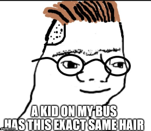 A KID ON MY BUS HAS THIS EXACT SAME HAIR | image tagged in better | made w/ Imgflip meme maker