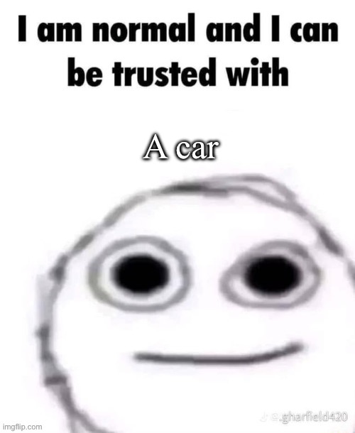 Yes | A car | image tagged in i am normal and can be trusted with x | made w/ Imgflip meme maker