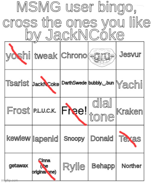 . | image tagged in new msmg bingo jackncoke | made w/ Imgflip meme maker