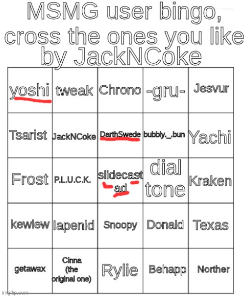 slidecast ad | image tagged in new msmg bingo jackncoke | made w/ Imgflip meme maker