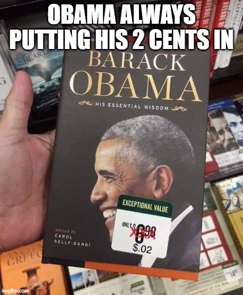 gotta sell  a lot of books to own 3 mansions.. kickbacks | OBAMA ALWAYS PUTTING HIS 2 CENTS IN | image tagged in corruption | made w/ Imgflip meme maker