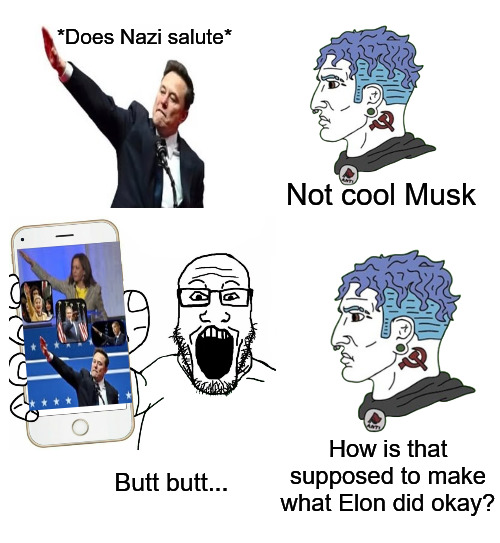 Say No to Nazis | *Does Nazi salute*; Not cool Musk; How is that supposed to make what Elon did okay? Butt butt... | image tagged in blank white template,elon musk,current events,nazis,nazi | made w/ Imgflip meme maker