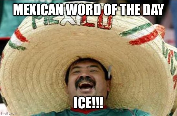 Mexican Word of The Day | MEXICAN WORD OF THE DAY; ICE!!! | image tagged in mexican word of the day | made w/ Imgflip meme maker