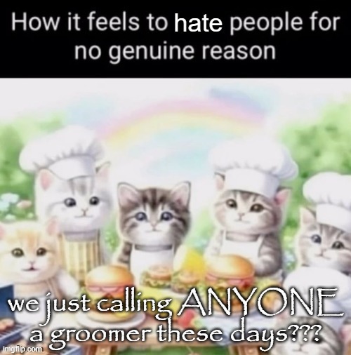 how it feels | we just calling ANYONE a groomer these days??? | image tagged in how it feels | made w/ Imgflip meme maker