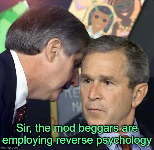 . | Sir, the mod beggars are employing reverse psychology | image tagged in a second plane has just hit | made w/ Imgflip meme maker