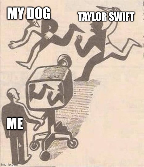 cameraman showing shit wrong | TAYLOR SWIFT; MY DOG; ME | image tagged in cameraman showing shit wrong | made w/ Imgflip meme maker