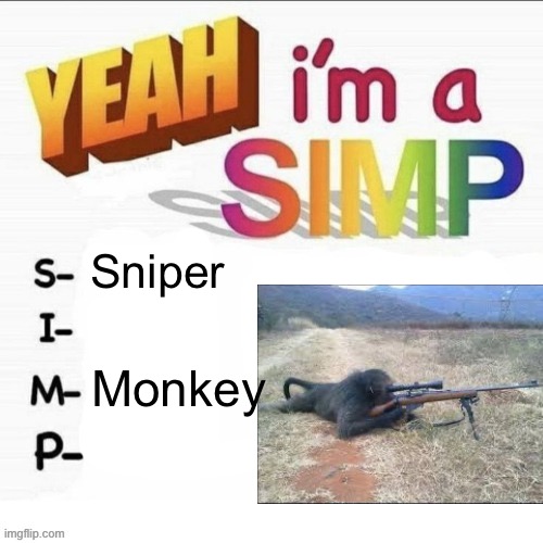 Yeah im a simp | Sniper; Monkey | image tagged in yeah im a simp | made w/ Imgflip meme maker