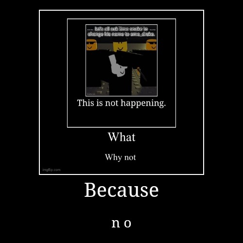 Because | n o | image tagged in funny,demotivationals | made w/ Imgflip demotivational maker