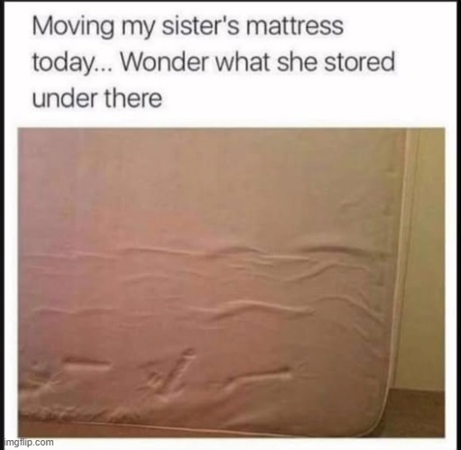 Under the Mattress | image tagged in sex jokes | made w/ Imgflip meme maker