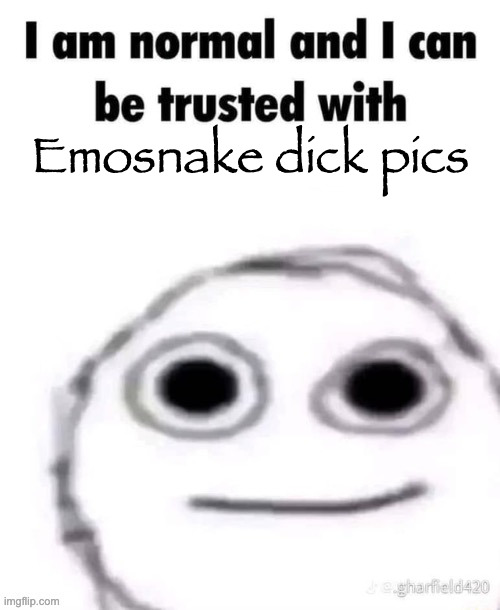 i am normal and can be trusted with X | Emosnake dick pics | image tagged in i am normal and can be trusted with x | made w/ Imgflip meme maker