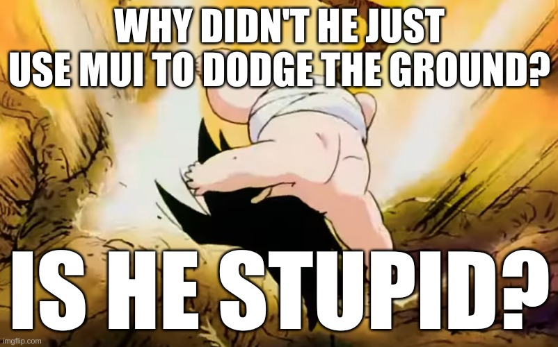 WHY DIDN'T HE JUST USE MUI TO DODGE THE GROUND? IS HE STUPID? | made w/ Imgflip meme maker