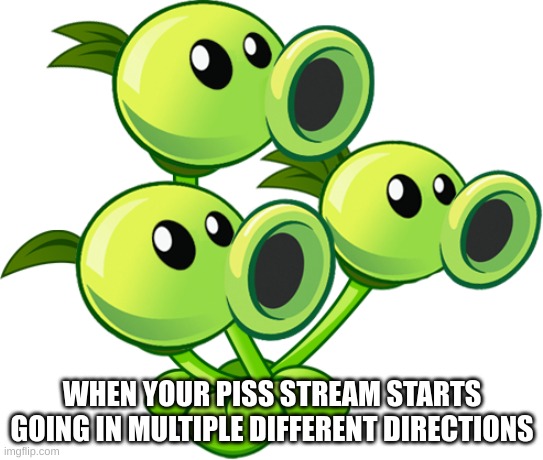 Threepeater | WHEN YOUR PISS STREAM STARTS GOING IN MULTIPLE DIFFERENT DIRECTIONS | image tagged in threepeater | made w/ Imgflip meme maker