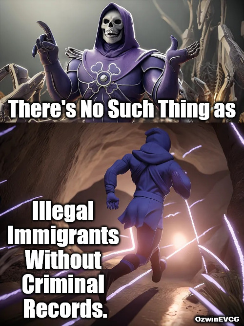 Flipping Boards for Regime Word Games | There's No Such Thing as; Illegal 

Immigrants 

Without 

Criminal 

Records. OzwinEVCG | image tagged in skeletor until we meet again hd,government corruption,illegal immigrants,msm lies,invasion usa,world occupied | made w/ Imgflip meme maker