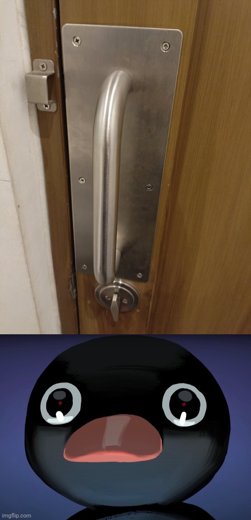 An extra lock next to the door handle | image tagged in pingu stare,doors,door,you had one job,memes,doorknob | made w/ Imgflip meme maker