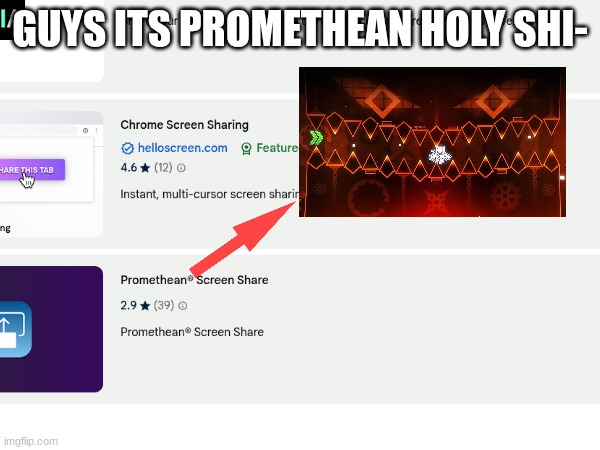 ""Is that a mfking gd reference"" | GUYS ITS PROMETHEAN HOLY SHI- | image tagged in shitpost,gd,promethean,idfk | made w/ Imgflip meme maker