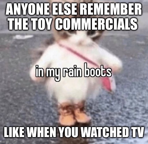 Rain boots | ANYONE ELSE REMEMBER THE TOY COMMERCIALS; LIKE WHEN YOU WATCHED TV | image tagged in rain boots | made w/ Imgflip meme maker