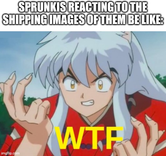 Especially Gray and Wenda | SPRUNKIS REACTING TO THE SHIPPING IMAGES OF THEM BE LIKE: | image tagged in inuyasha wtf | made w/ Imgflip meme maker