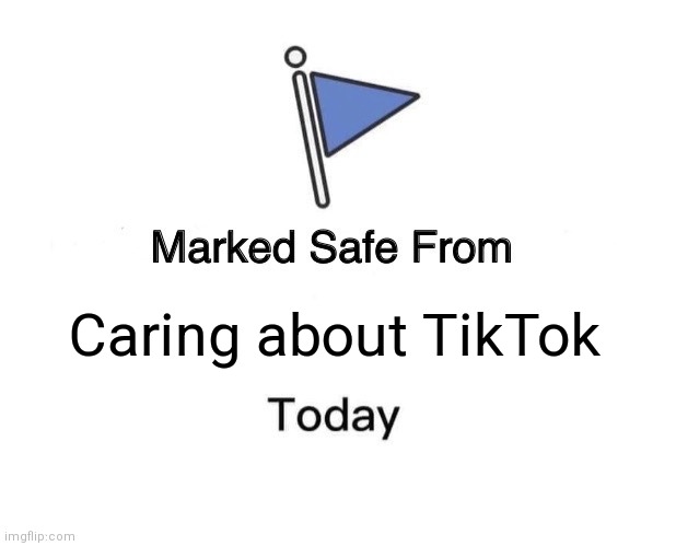Marked Safe From | Caring about TikTok | image tagged in memes,marked safe from | made w/ Imgflip meme maker